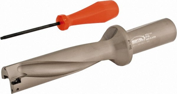 Hertel - 5" Max Drill Depth, 4xD, 1-1/4" Diam, Indexable Insert Drill - 2 Inserts, 1-1/4" Shank Diam, Straight Shank - Exact Tooling