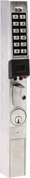 Alarm Lock - Combination Entry Lever Lockset with Key Override - 31/32, 1-1/8 & 1-1/2" Back Set, Steel, Brushed Chrome Finish - Exact Tooling