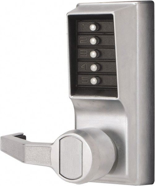 Kaba Access - Combination Entry Lever Lockset - 2-3/4" Back Set, No Cylinder, Zamak3, Satin Chrome Finish - Exact Tooling