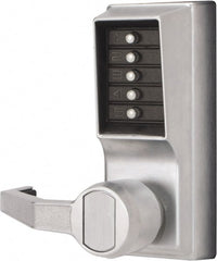 Kaba Access - Combination Entry Lever Lockset - 2-3/4" Back Set, No Cylinder, Zamak3, Satin Chrome Finish - Exact Tooling