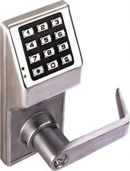 Alarm Lock - Combination Entry Lever Lockset with Key Override - 2-3/4" Back Set, Steel, Brushed Chrome Finish - Exact Tooling