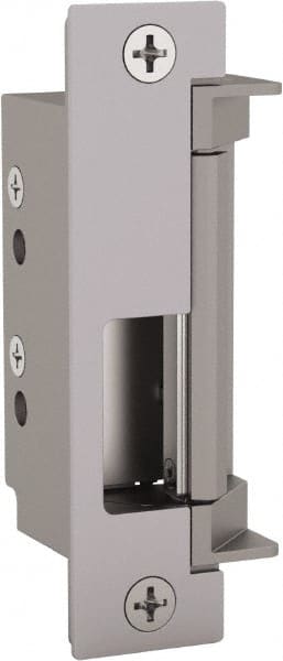 Hes - 4.88" Long x 1-3/4" Wide, Satin Stainless Steel Finish, Electric Door Strike - 12/24 VDC, VAC/VDC Power, Zinc Alloy - Exact Tooling