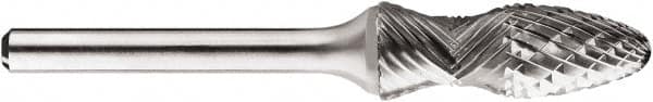 SGS Pro - 1/2" Cut Diam, 1/4" Shank Diam, Cylinder Head Double Cut Burr - Carbide, Flat End, 1" LOC, 1" OAL - Exact Tooling
