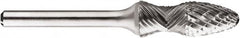 SGS Pro - 1/2" Cut Diam, 1/4" Shank Diam, Cylinder Head Double Cut Burr - Carbide, Flat End, 1" LOC, 1" OAL - Exact Tooling