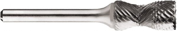 SGS Pro - 1/2" Cut Diam, 1/4" Shank Diam, Cylinder with End Cut Head Double Cut Burr - Carbide, End Cut End, 1" LOC, 1" OAL - Exact Tooling