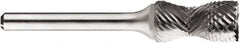 SGS Pro - 1/2" Cut Diam, 1/4" Shank Diam, Cylinder with End Cut Head Double Cut Burr - Carbide, End Cut End, 1" LOC, 1" OAL - Exact Tooling