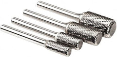 SGS Pro - 5/16" Cut Diam, 1/4" Shank Diam, Cylinder Head Double Cut Burr - Carbide, Flat End, 3/4" LOC, 3/4" OAL - Exact Tooling
