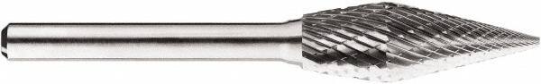 SGS Pro - 1/2" Cut Diam, 1/4" Shank Diam, Cone Head Double Cut Burr - Carbide, Point End, 1-1/4" LOC, 1-1/4" OAL - Exact Tooling