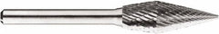SGS Pro - 1/2" Cut Diam, 1/4" Shank Diam, Cone Head Double Cut Burr - Carbide, Point End, 1-1/4" LOC, 1-1/4" OAL - Exact Tooling