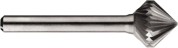 SGS Pro - 5/8" Cut Diam, 1/4" Shank Diam, Cone Head Single Cut Burr - Carbide, Point End, 5/8" LOC, 5/8" OAL - Exact Tooling