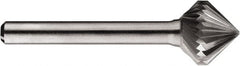 SGS Pro - 5/8" Cut Diam, 1/4" Shank Diam, Cone Head Single Cut Burr - Carbide, Point End, 5/8" LOC, 5/8" OAL - Exact Tooling