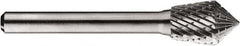 SGS Pro - 1/2" Cut Diam, 1/4" Shank Diam, Inverted Cone Head Double Cut Burr - Carbide, Point End, 3/4" LOC, 3/4" OAL - Exact Tooling