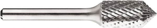 SGS Pro - 1/2" Cut Diam, 1/4" Shank Diam, Cone Head Double Cut Burr - Carbide, Point End, 1" LOC, 1" OAL - Exact Tooling