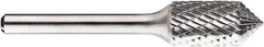 SGS Pro - 1/2" Cut Diam, 1/4" Shank Diam, Cone Head Double Cut Burr - Carbide, Point End, 1" LOC, 1" OAL - Exact Tooling