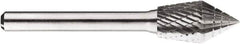SGS Pro - 1/2" Cut Diam, 1/4" Shank Diam, Cone Head Double Cut Burr - Carbide, Point End, 7/8" LOC, 7/8" OAL - Exact Tooling