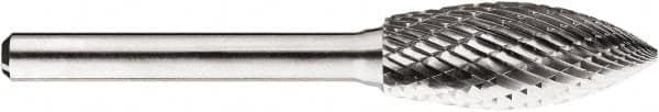 SGS Pro - 1/2" Cut Diam, 1/4" Shank Diam, Tree Head Double Cut Burr - Carbide, Point End, 1-1/4" LOC, 1-1/4" OAL - Exact Tooling