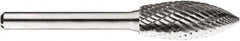 SGS Pro - 1/2" Cut Diam, 1/4" Shank Diam, Tree Head Double Cut Burr - Carbide, Point End, 1-1/4" LOC, 1-1/4" OAL - Exact Tooling