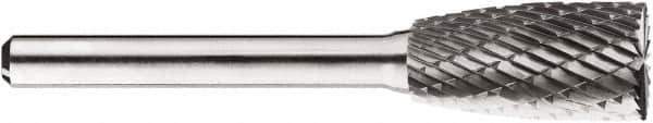 SGS Pro - 1/2" Cut Diam, 1/4" Shank Diam, Cylinder with End Cut Head Double Cut Burr - Carbide, End Cut End, 1" LOC, 1" OAL - Exact Tooling