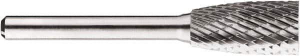 SGS Pro - 1/2" Cut Diam, 1/4" Shank Diam, Cylinder Head Double Cut Burr - Carbide, Flat End, 1" LOC, 1" OAL - Exact Tooling