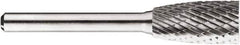 SGS Pro - 1/2" Cut Diam, 1/4" Shank Diam, Cylinder Head Double Cut Burr - Carbide, Flat End, 1" LOC, 1" OAL - Exact Tooling