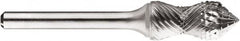 SGS Pro - 1/2" Cut Diam, 1/4" Shank Diam, Cone Head Double Cut Burr - Carbide, Point End, 1-1/4" LOC, 1-1/4" OAL - Exact Tooling