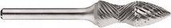 SGS Pro - 1/2" Cut Diam, 1/4" Shank Diam, Tree Head Double Cut Burr - Carbide, Point End, 1-1/4" LOC, 1-1/4" OAL - Exact Tooling