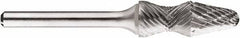 SGS Pro - 1/2" Cut Diam, 1/4" Shank Diam, Taper Head Double Cut Burr - Carbide, Radius End, 1-1/4" LOC, 1-1/4" OAL - Exact Tooling
