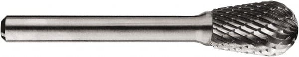 SGS Pro - 1/2" Cut Diam, 1/4" Shank Diam, Ball Head Single Cut Burr - Carbide, Ball End, 3/4" LOC, 3/4" OAL - Exact Tooling