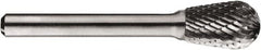 SGS Pro - 1/2" Cut Diam, 1/4" Shank Diam, Ball Head Single Cut Burr - Carbide, Ball End, 3/4" LOC, 3/4" OAL - Exact Tooling