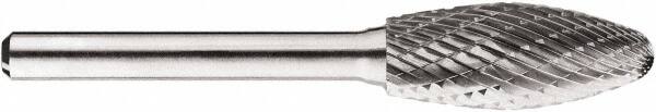 SGS Pro - 1/2" Cut Diam, 1/4" Shank Diam, Tree with Radius Head Double Cut Burr - Carbide, Radius End, 1-1/4" LOC, 1-1/4" OAL - Exact Tooling