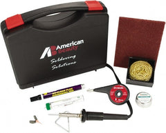 American Beauty - Soldering Iron Kit - Includes Desoldering Braid, Cleaning Pad, Brass Sponge Tip Cleaner, Flux Pen, Solder, Tip Tinner, Heat Sink, Soldering Stand, Carrying Case - Exact Tooling