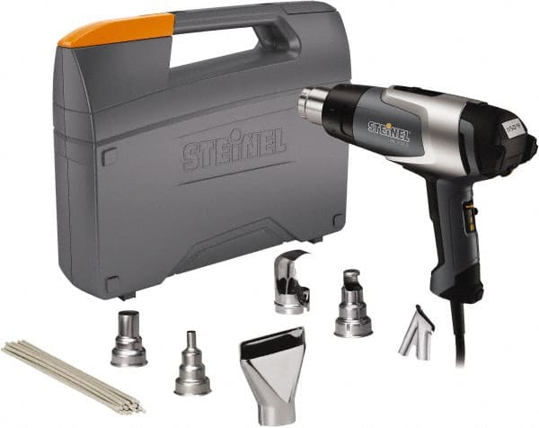 Steinel - 120 to 1,150°F Heat Setting, 4 to 13 CFM Air Flow, Heat Gun Kit - 120 Volts, 13.3 Amps, 1,600 Watts, 6' Cord Length - Exact Tooling