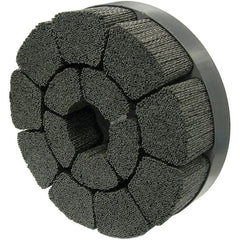 Weiler - 8" 120 Grit Ceramic Crimped Disc Brush - Fine Grade, Drive Arbor Connector, 1-1/2" Trim Length, 1-1/4" Arbor Hole - Exact Tooling