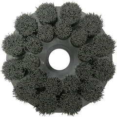 Weiler - 6" 120 Grit Ceramic Crimped Disc Brush - Fine Grade, Drive Arbor Connector, 1-1/2" Trim Length, 1-1/4" Arbor Hole - Exact Tooling