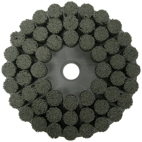 Weiler - 10" 120 Grit Ceramic Crimped Disc Brush - Fine Grade, Drive Arbor Connector, 1-1/2" Trim Length, 1-1/4" Arbor Hole - Exact Tooling