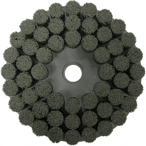 Weiler - 10" 80 Grit Ceramic Crimped Disc Brush - Fine Grade, Drive Arbor Connector, 1-1/2" Trim Length, 1-1/4" Arbor Hole - Exact Tooling