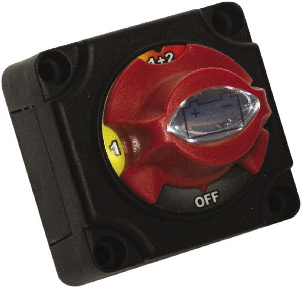 Battery Doctor - 4 Position, 12 Volt, 300 Amp, Dual Battery Disconnect Switch - 1st On-2nd On-Both On-Off Sequence, Black & Red - Exact Tooling