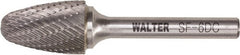 WALTER Surface Technologies - 5/8" Cut Diam, 1/4" Shank Diam, Tree Head Double Cut Burr - Tungsten Carbide, 1" LOC, 4" OAL - Exact Tooling