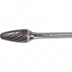 WALTER Surface Technologies - 3/8" Cut Diam, 1/4" Shank Diam, Tree Head Single Cut Burr - Tungsten Carbide, 3/4" LOC, 4-3/8" OAL - Exact Tooling