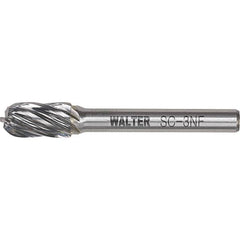 WALTER Surface Technologies - 5/8" Cut Diam, 1/4" Shank Diam, Cylinder Ball End Head Double Cut Burr - Tungsten Carbide, 1" LOC, 4" OAL - Exact Tooling
