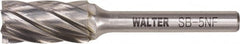 WALTER Surface Technologies - 1/2" Cut Diam, 1/4" Shank Diam, Cylinder Head Double Cut Burr - Tungsten Carbide, 1" LOC, 2.75" OAL - Exact Tooling