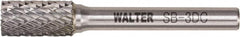 WALTER Surface Technologies - 3/8" Cut Diam, 1/4" Shank Diam, Cylinder Head Double Cut Burr - Tungsten Carbide, 3/4" LOC, 3-3/4" OAL - Exact Tooling
