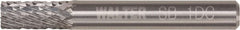 WALTER Surface Technologies - 1/4" Cut Diam, 1/4" Shank Diam, Cylinder Head Double Cut Burr - Tungsten Carbide, 5/8" LOC, 3-5/8" OAL - Exact Tooling