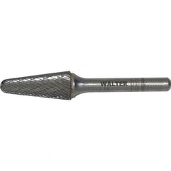 WALTER Surface Technologies - 1-1/2" Cut Diam, 1/4" Shank Diam, Cone Head Single Cut Burr - Tungsten Carbide, 1-1/8" LOC, 5-5/8" OAL - Exact Tooling
