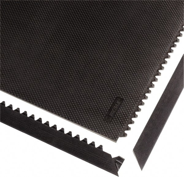 Notrax - 3' Long x 2" Wide x 1/2" Thick, Anti-Fatigue Modular Matting Tiles - Male, 4 Interlocking Sides, Black, For Dry Areas, Series 041 - Exact Tooling