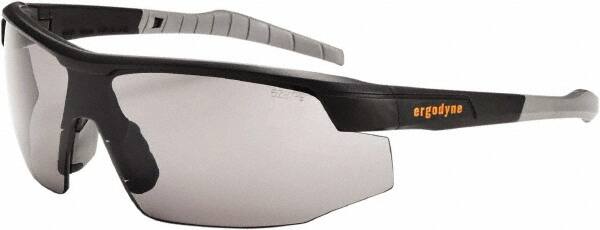 Ergodyne - Smoke Lenses, Framed Safety Glasses - Scratch Resistant, Matte Black Nylon Frame, Size Universal, Wrap Around - Exact Tooling