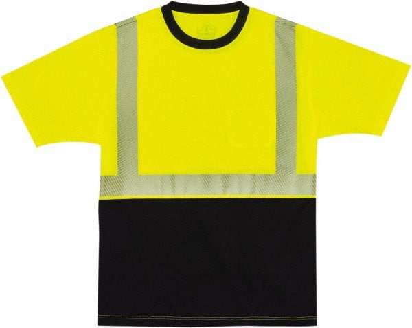 Ergodyne - Size M, Lime/Black, High Visibility, Short Sleeve T-Pocket, - 36 to 38" Chest, 1 Pocket, Polyester - Exact Tooling