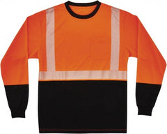 Ergodyne - Size 3XL, Orange/Black, High Visibility, Long Sleeve T-Pocket, - 50 to 54" Chest, 1 Pocket, Polyester - Exact Tooling