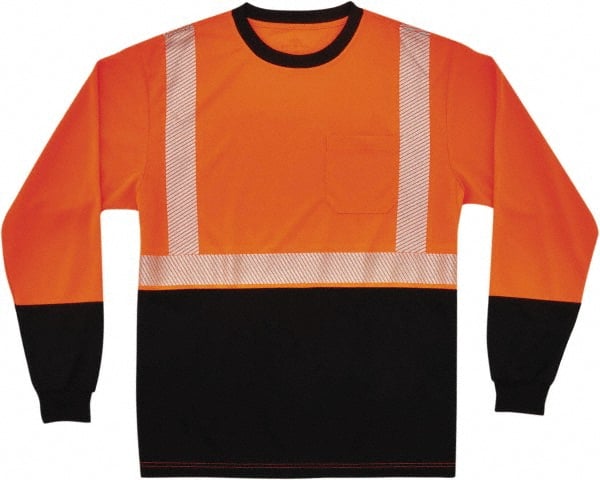 Ergodyne - Size 2XL, Orange/Black, High Visibility, Long Sleeve T-Pocket, - 46 to 50" Chest, 1 Pocket, Polyester - Exact Tooling