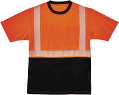 Ergodyne - Size L, Orange/Black, High Visibility, Short Sleeve T-Pocket, - 38 to 42" Chest, 1 Pocket, Polyester - Exact Tooling